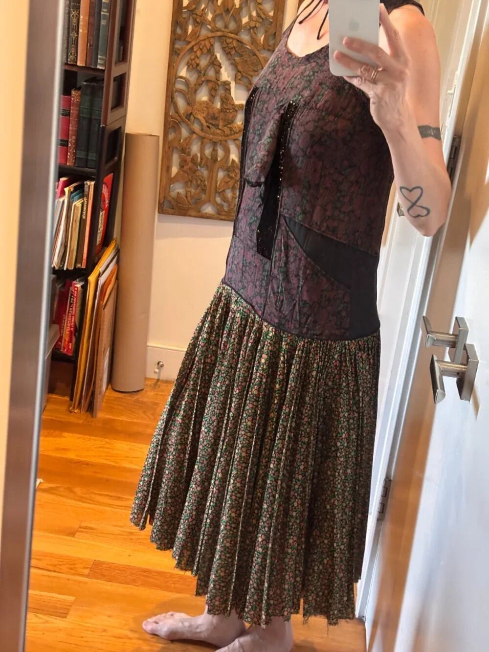 Coach 1941 Silk Floral Dress Womens S/M Drop Waist, Midi Tea Length